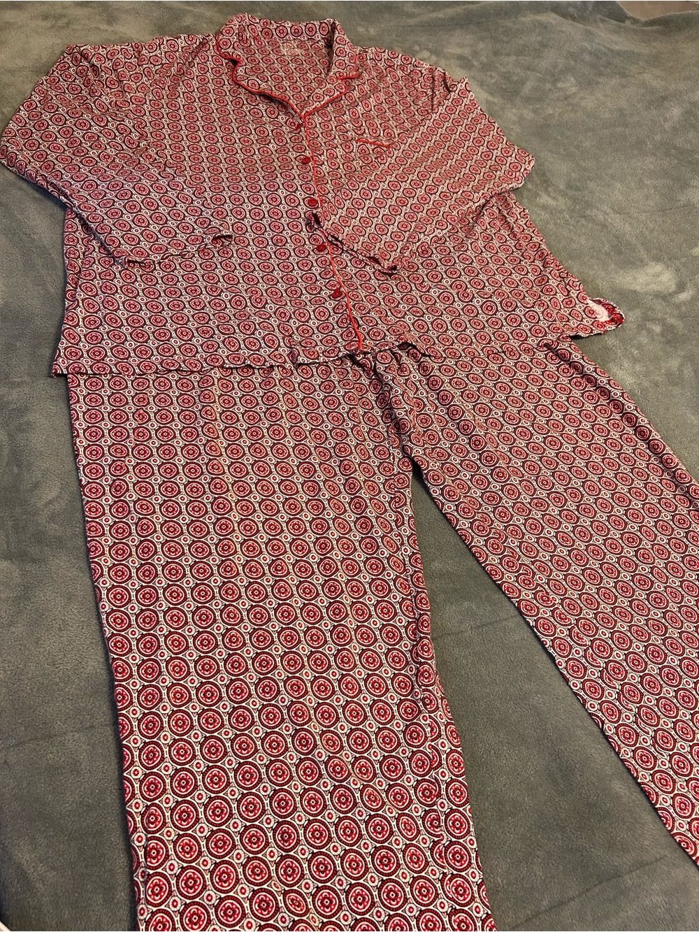 Cabernet Women by Sleep Sense 2-Piece Pajama Set Red Geometric Print 3X